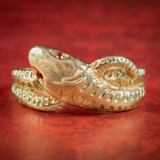 Victorian Style Snake Ring Garnet Eyes