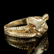 Victorian Style Snake Ring Garnet Eyes