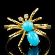 Victorian Style Turquoise Cz Spider Ring 