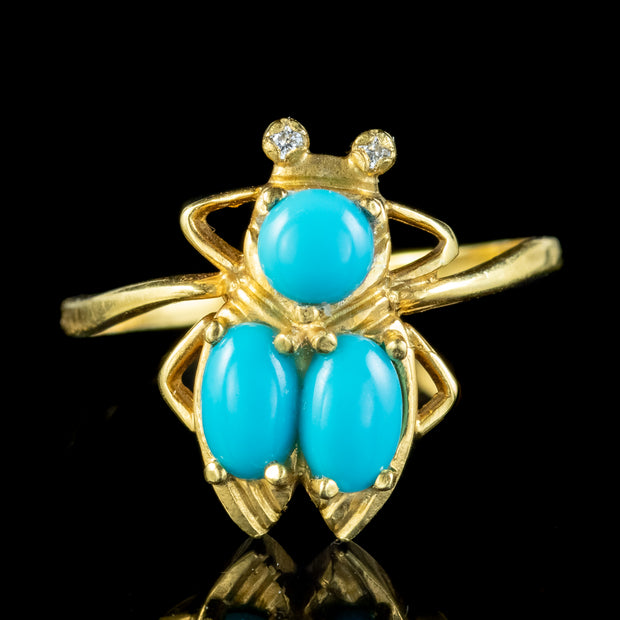 Victorian Style Turquoise Insect Ring