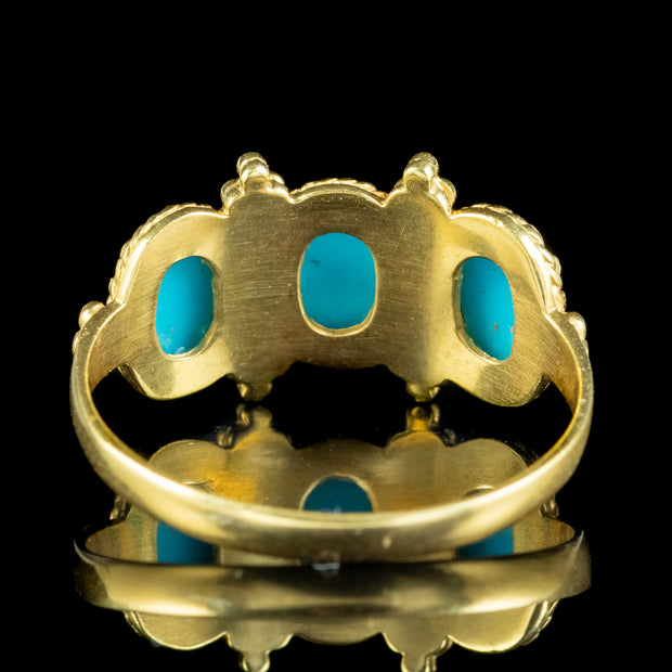 Victorian Style Turquoise Trilogy Ring