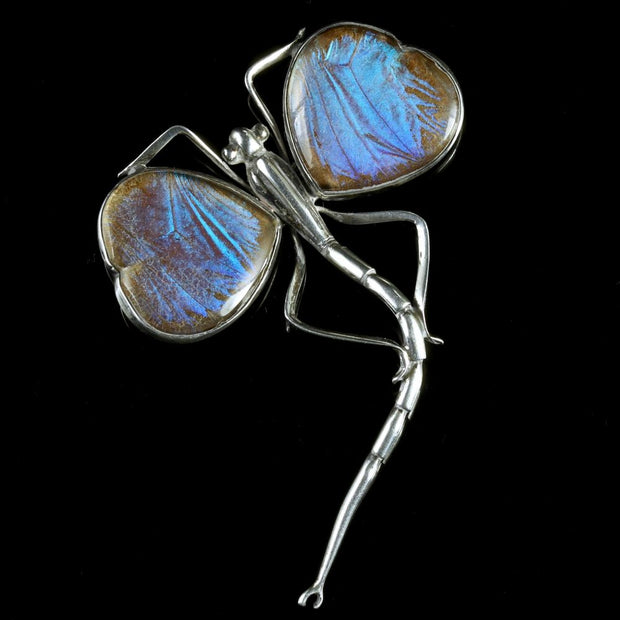 Victorian Butterfly Wing Silver Brooch Circa 1900