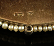 Victorian French Essex Crystal Flower Pearl Diamond Brooch 18Ct Gold