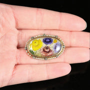 Victorian French Essex Crystal Flower Pearl Diamond Brooch 18Ct Gold