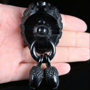 Victorian Large Whitby Jet Acorn Dropper Brooch Circa 1860