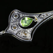 Victorian Old Rose Cut Diamond Peridot Gold Silver Pendant