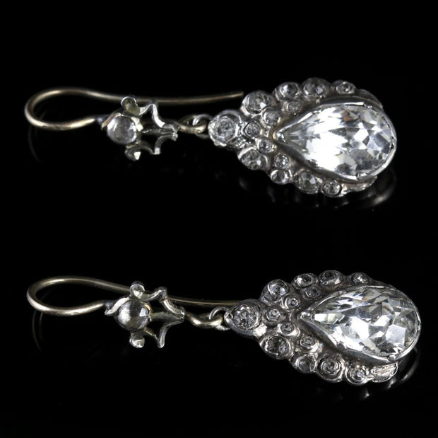 Victorian Paste Earrings Silver Gold Circa 1900