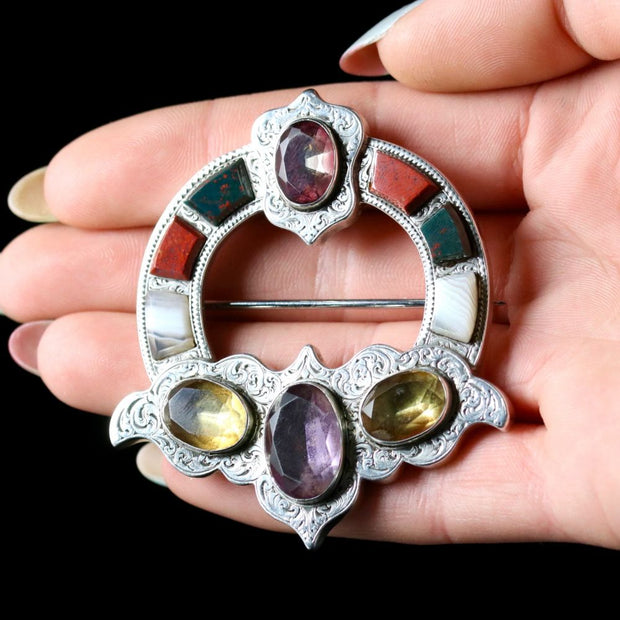 Victorian Scottish Silver Brooch Circa 1860