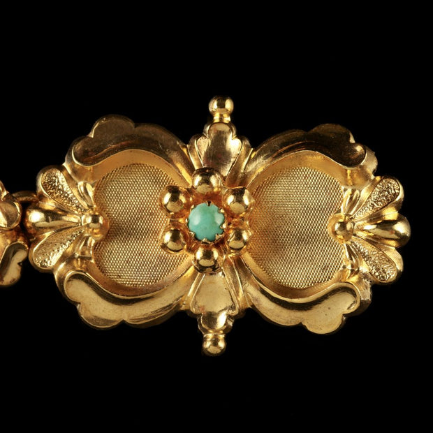 Antique Victorian Turquoise Bracelet Silver 18ct Gold Gilt