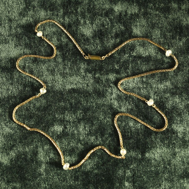 Antique Victorian Gold Pearl Plait Chain Circa 1895