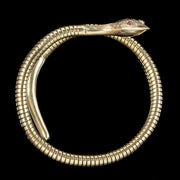Vintage 9ct Gold Snake Bangle Ruby Eyes Smith And Pepper Dated 1971