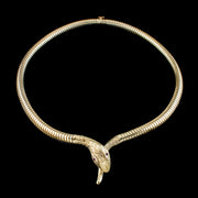 Vintage 9ct Gold Snake Collar Necklace Ruby Eyes 