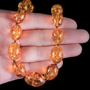 Vintage Amber Bead Necklace 18ct Gold Clasp
