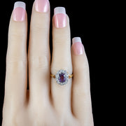 Vintage Amethyst Diamond Cluster Ring Dated 1976