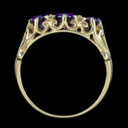 Vintage Amethyst Diamond Trilogy Ring 2ct Amethyst 