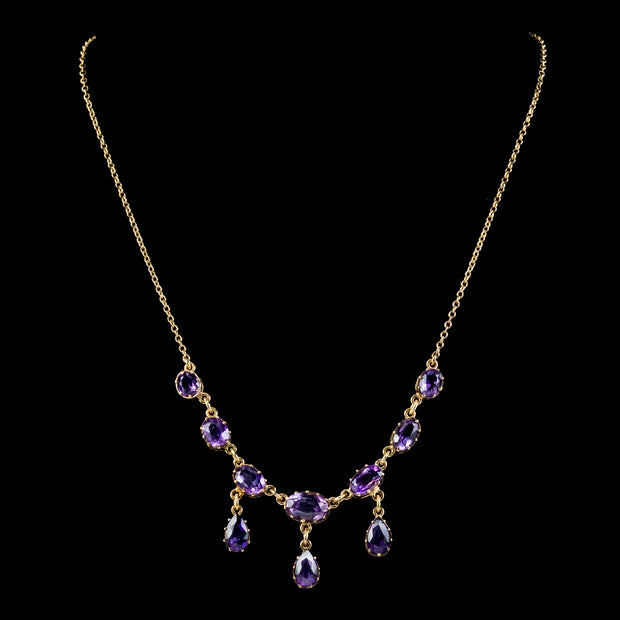 Vintage Amethyst Garland Necklace 9ct Gold Dated 1963