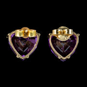Vintage Amethyst Heart Stud Earrings 14ct Gold back