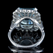 Vintage Aquamarine Diamond Cocktail Ring Platinum 6ct Aqua 2ct Of Diamond