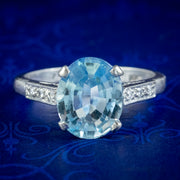 Vintage Aquamarine Diamond Ring 3.8ct Aquab