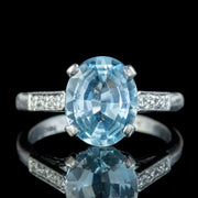 Vintage Aquamarine Diamond Ring 3.8ct Aqua