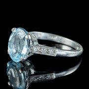 Vintage Aquamarine Diamond Ring 3.8ct Aqua
