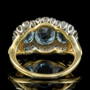 Vintage Aquamarine Diamond Trilogy Ring 3.50ct Of Aqua