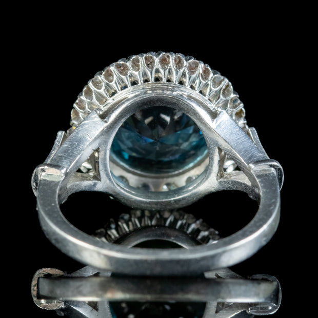 Vintage Blue Zircon Diamond Ring 4.5ct Zircon 