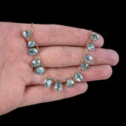 Vintage Blue Zircon Dropper Necklace 14ct Gold 