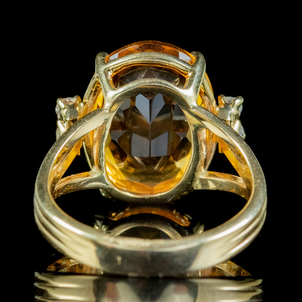 Vintage Citrine Diamond Ring 10ct Citrine