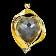 Vintage Citrine Heart Pendant 15ct Gold 35ct Citrine