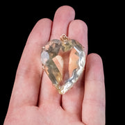 Vintage Citrine Witches Heart Pendant Over 50ct Circa 1930