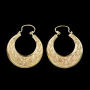Vintage Creole Hoop Earrings 9ct Gold Dated 1988