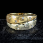 Vintage Diamond Band Ring Two Tone 18ct Gold 