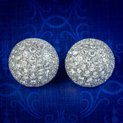 Vintage Diamond Boule Stud Earrings 18ct Gold 6ct Of Diamond