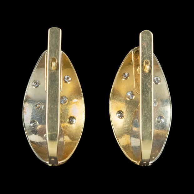 Vintage Diamond Earrings Two Tone 18ct Gold 