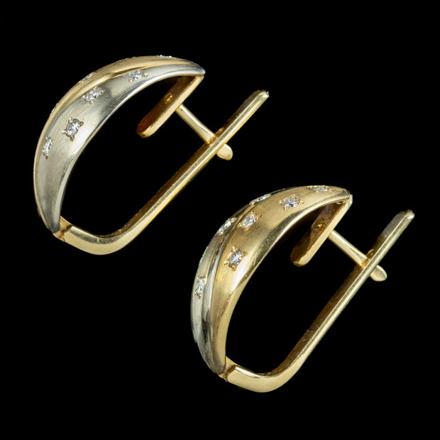 Vintage Diamond Earrings Two Tone 18ct Gold 