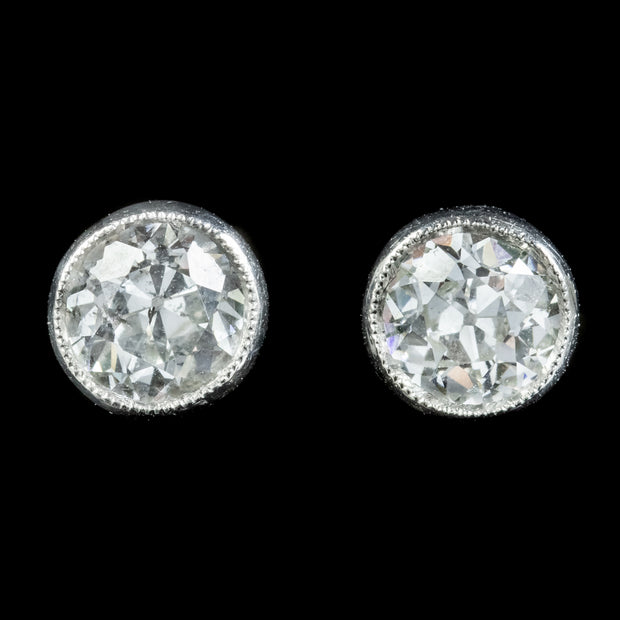 Vintage Diamond Solitaire Stud Earrings 1.20ct Diamond Circa 1930