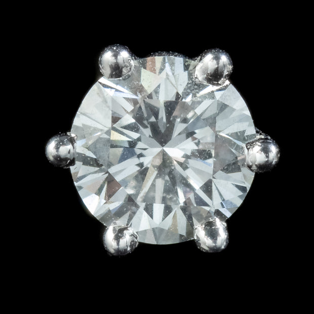VINTAGE DIAMOND SOLITAIRE STUD EARRINGS PLATINUM 1.40CT DIAMOND close