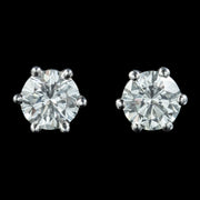 VINTAGE DIAMOND SOLITAIRE STUD EARRINGS PLATINUM 1.40CT DIAMOND front