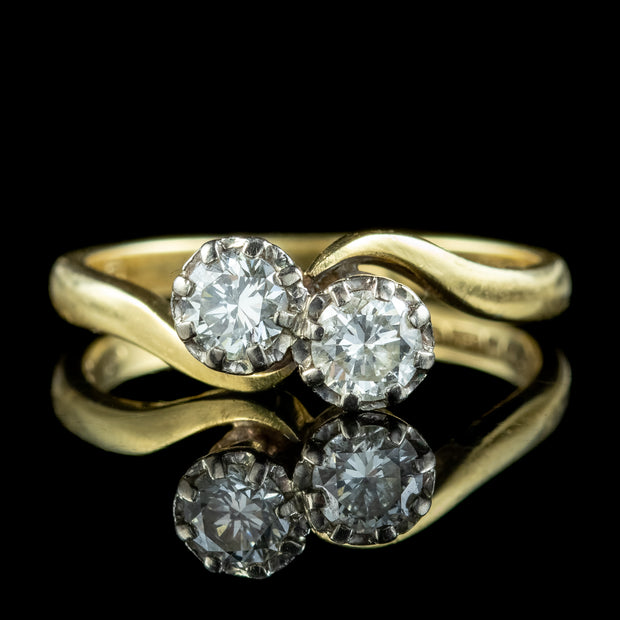 Vintage Diamond Toi Et Moi Twist Ring 0.80ct Total Dated 1979