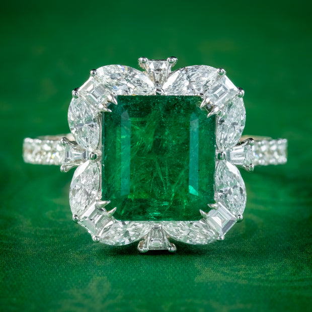 Vintage Emerald Diamond Engagement Ring Round Cut Diamond Promise Ring
