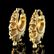 Vintage Etruscan Revival Hoop Earrings Unoaerre 9ct Gold 