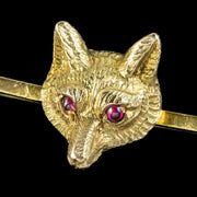 Vintage Fox Bar Brooch Ruby Eyes 9ct Gold Dated 1960