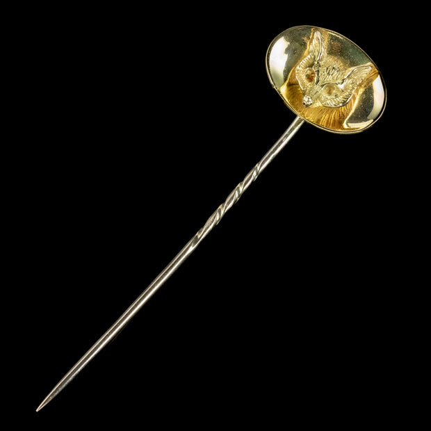 VINTAGE FOX STICK PIN 18CT GOLD DATED 1970