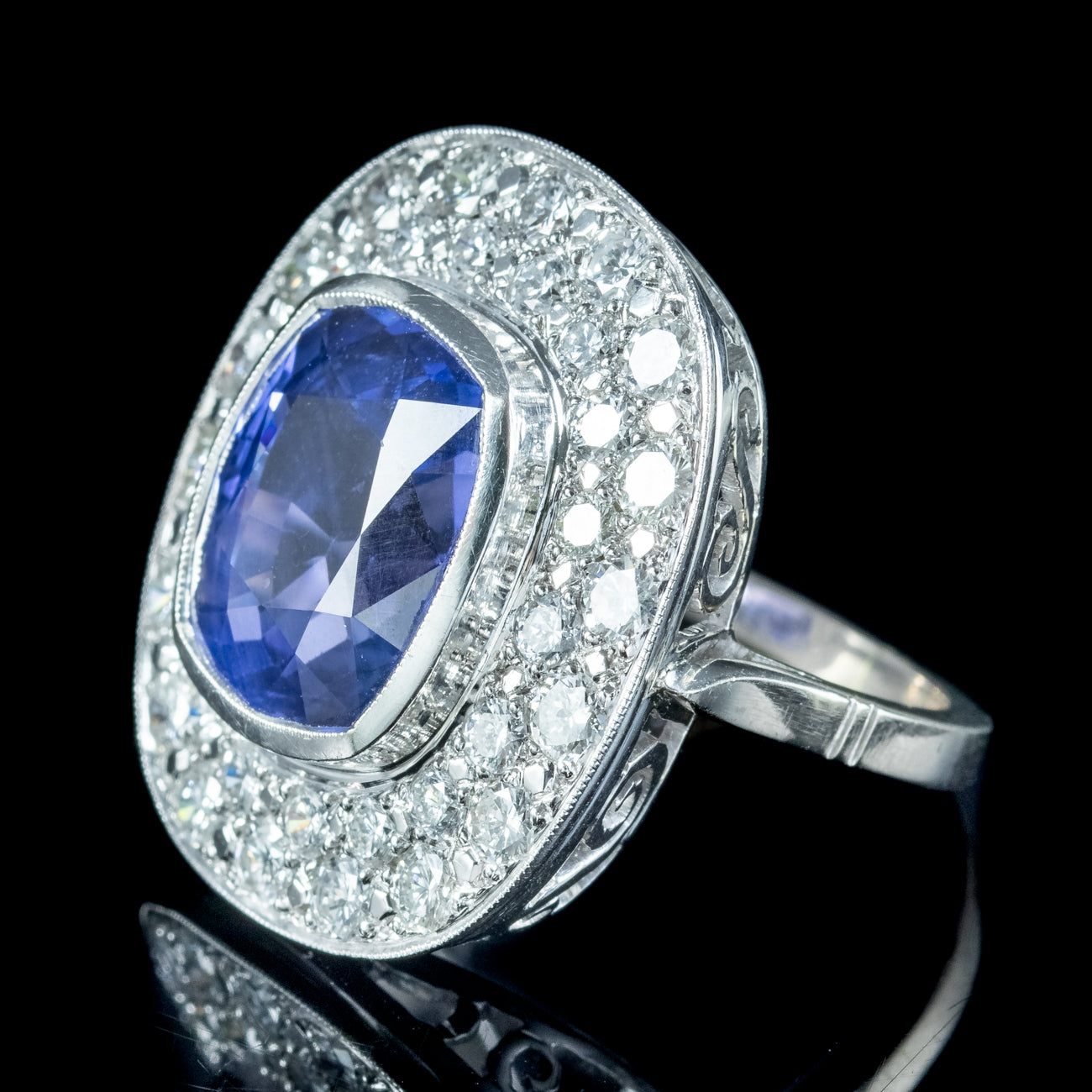 Vintage Ceylon Sapphire & Diamond Engagement Ring 12.5Ct | Laurelle ...