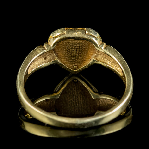 Vintage French Diamond Heart Locket Ring Circa 1980
