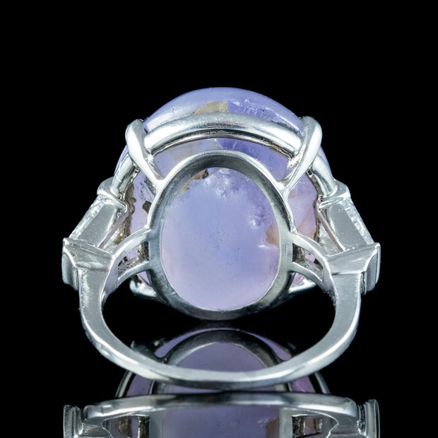 Vintage French Violet Ceylon Star Sapphire Diamond Ring 45.2ct Sapphire With Cert