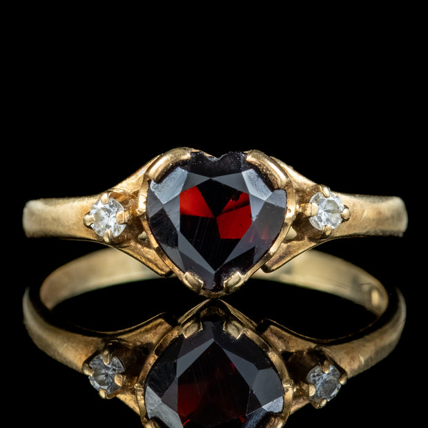 Vintage Garnet Heart Trilogy Ring Dated 1987