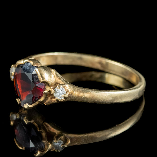 Vintage Garnet Heart Trilogy Ring Dated 1987