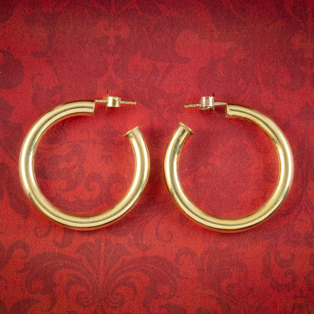 Vintage Gold Hoop Earrings 9ct Gold